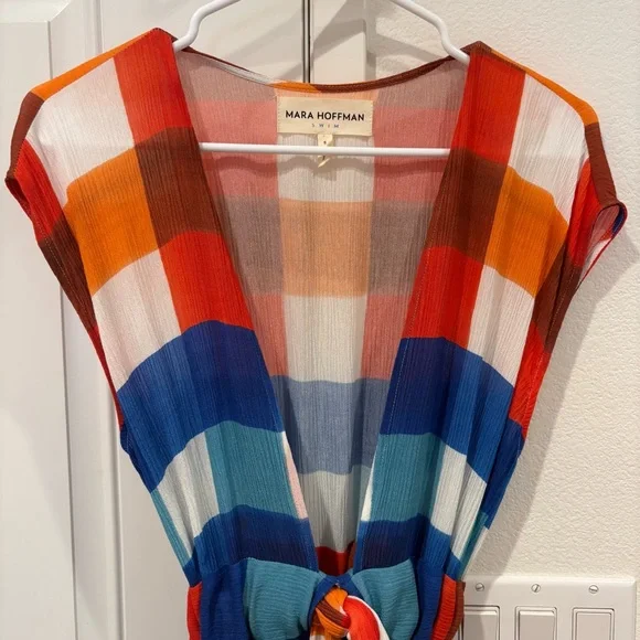 NWOT Mara Hoffman Swim Katinka Weave Colorful Plaid Maximalist Maxi Dress Sz S - Picture 2 of 15